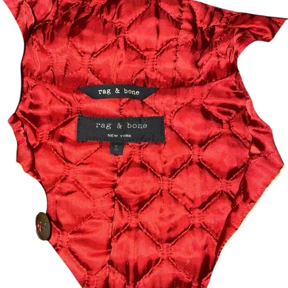 Rag & Bone 100% Wool Made in USA Quilted Lined Red Duffle Coat Women’s Large - Picture 3 of 7